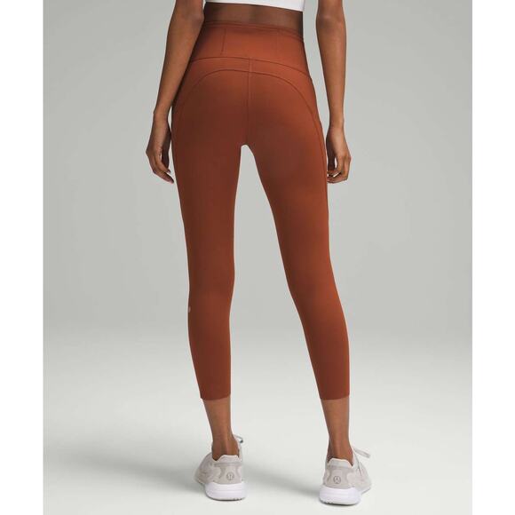 LULULEMON Women's Fast and Free High-Rise Crop 23" Size 8 In Dark Terracotta - Picture 7 of 13
